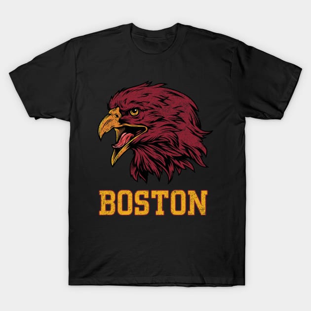 Funny Vintage Eagle Face Head Boston Gameday Of Football T-Shirt by cytoplastmaximume